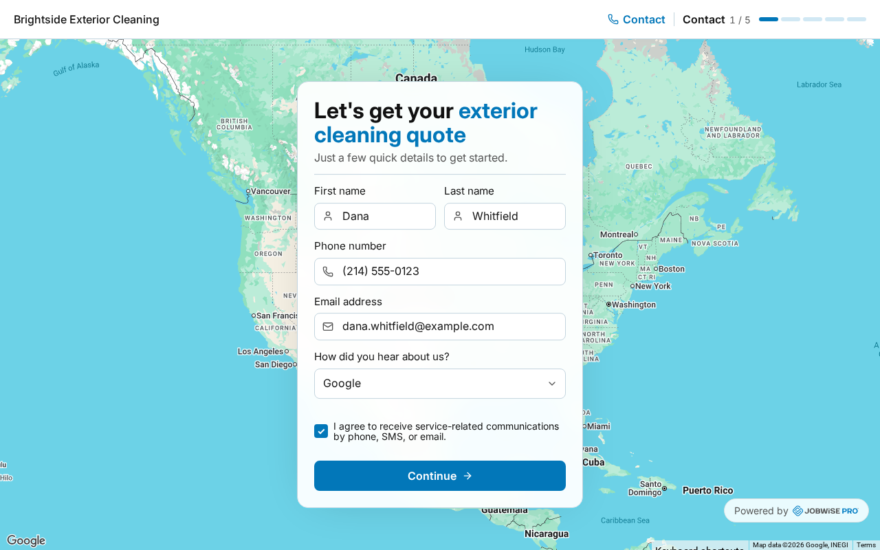 Customer enters their name, phone, and email, so you capture their info right away.